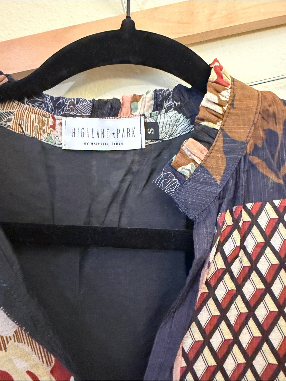 Women's Patchwork Blazer in Navy, Brown & Red